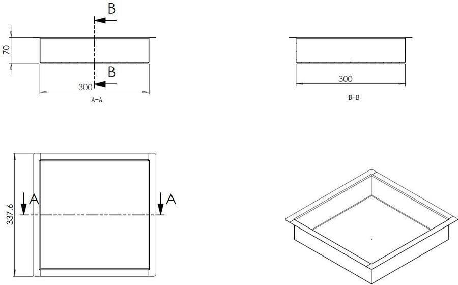 Wiesbaden Demis inbouwnis 30 x 30 x 7 cm RVS 33.4180 - Foto 4