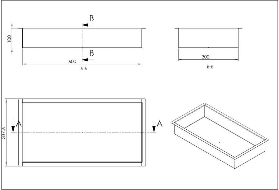 Wiesbaden Demis inbouwnis 30 x 60 x 10 cm RVS 33.4183 - Foto 3