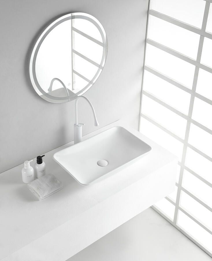 Wiesbaden Waskom Kare | 58x36x11.5 cm | Keramiek | Vrijstaand | Rechthoekig | Wit - Foto 3