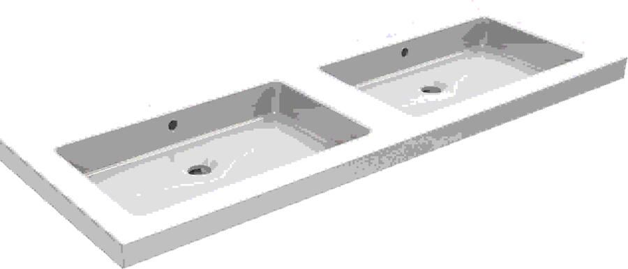 Wiesbaden Meubelwastafel Dubbel Rechthoek 120x46x5cm Keramiek Glans Wit Zonder Kraangat met Overloop - Foto 4