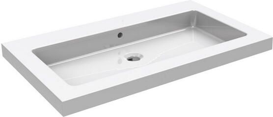 Wiesbaden Meubelwastafel Rechthoek 60x46x5cm Keramiek Glans Wit Zonder Kraangat met Overloop - Foto 3