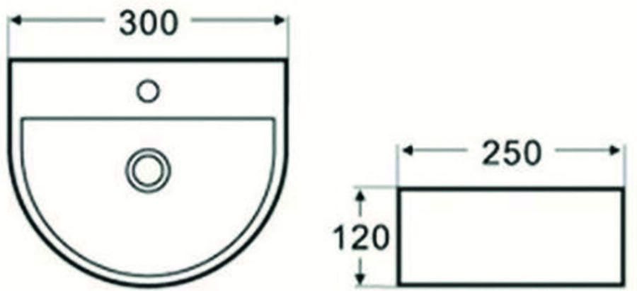 Wiesbaden Fontein Lara | 30x25x12 cm | Keramiek | Wandmontage | 1 kraangat | Half rond | Wit glans - Foto 5