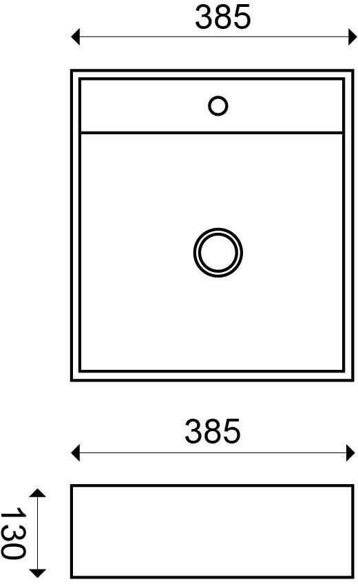 Xellanz Wastafel Opbouw Hangend Larx Vierkant 38.5x38.5x13cm Keramiek Glans Wit 1 Kraangat Overloop - Foto 4