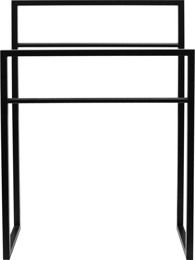 Wiesbaden Handdoekhouder Libra 80x55x20cm Vrijstaand 4 Stangen Mat Zwart - Foto 2