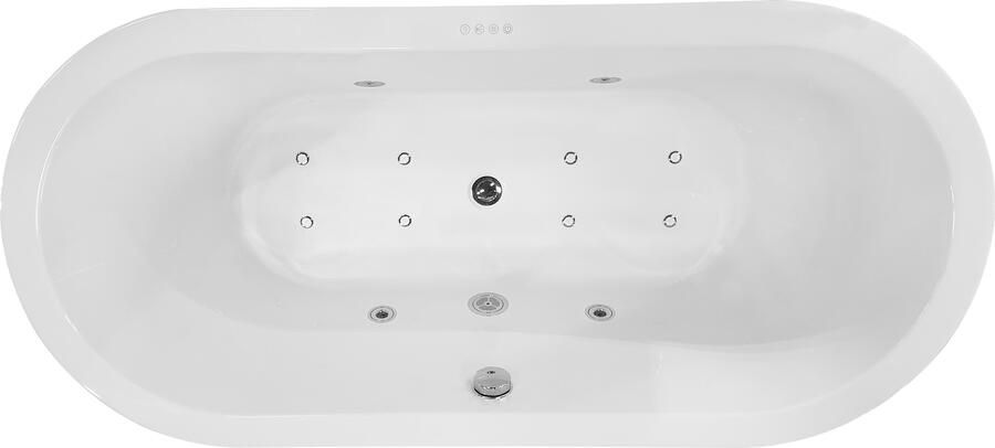 Wiesbaden Whirlpool bad Libero | 170x80 cm | Incl.Afvoer-Wit | Sleuf overloop | Acryl | Pneumatisch | Luchtsysteem | Glans wit - Foto 6