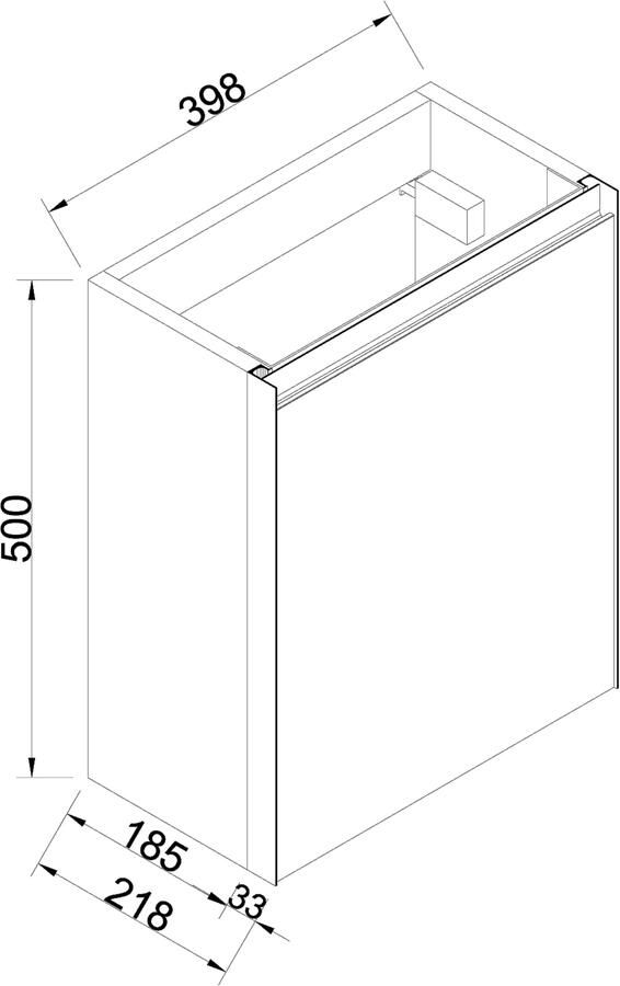 Wiesbaden Toiletmeubel Onderkast Lotus 40x50x21.8cm MDF Naturel Eik Mat Zwart Softclose Greeploos