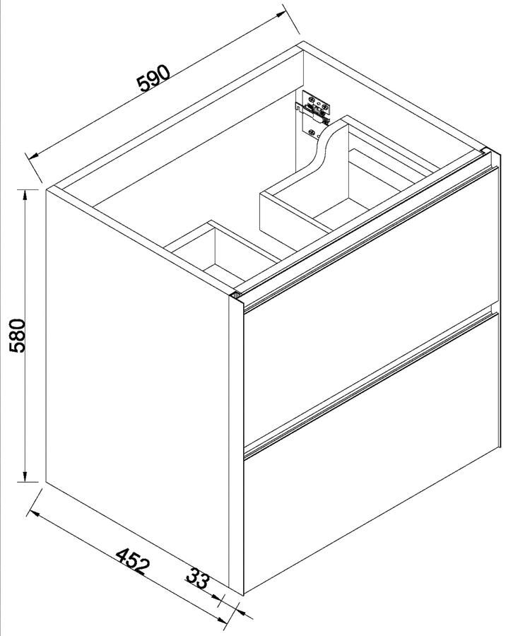 Wiesbaden Badkamermeubel Onderkast Lotus 80x58x45.2cm MDF Naturel Eik Mat Zwart Softclose Greeploos - Foto 3