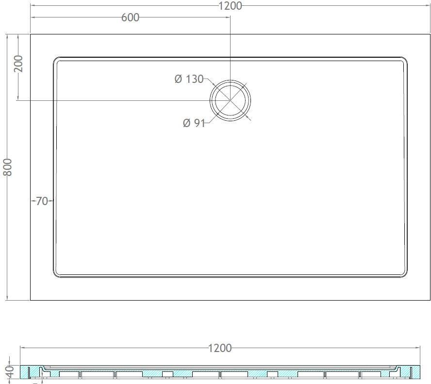 Xellanz Douchebak SMC | 120x80x4 cm | SMC | Excl.Afvoer | Rechthoek | Wit glans - Foto 3