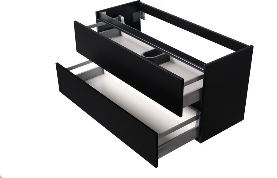 Wiesbaden Badkamermeubel Onderkast Marmaris Hangend 120x46x58cm MDF Mat Zwart Gelakt Softclose Greeploos 1 Uitsparing - Foto 3