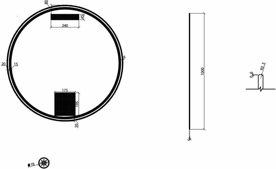Wiesbaden Badkamerspiegel Novi Rond 100x100cm Mat Zwart Geintrigeerde LED Verlichting Touch Schakelaar Dimbaar - Foto 6