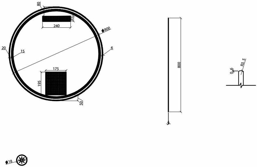 Wiesbaden Badkamerspiegel Novi Rond 80x80cm Geborsteld Messing Geintrigeerde LED Verlichting Touch Schakelaar Dimbaar - Foto 6