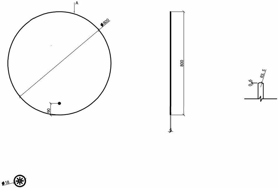 Wiesbaden Badkamerspiegel Novi Rond 80x80cm Mat Zwart Geintrigeerde LED Verlichting Touch Schakelaar Dimbaar - Foto 3