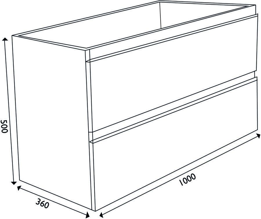 Wiesbaden Badkamermeubel Onderkast Luxa Hangend 100x50x35cm MDF Hoogglans Grijs Softclose Greeploos - Foto 2
