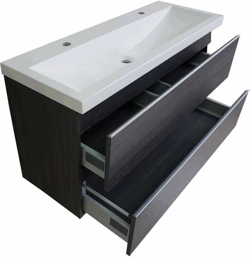 Wiesbaden Badkamermeubel Onderkast Luxa Hangend 100x50x35cm MDF Houtnerf Grijs Softclose Greeploos