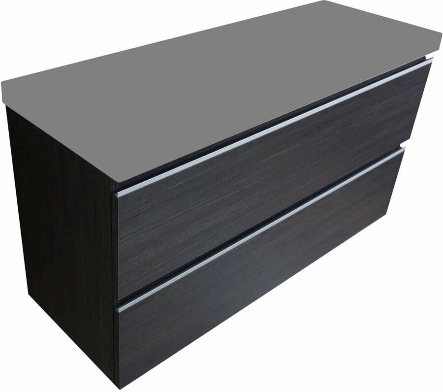 Wiesbaden Badkamermeubel Onderkast Luxa Hangend 100x50x35cm MDF Houtnerf Grijs Softclose Greeploos - Foto 2
