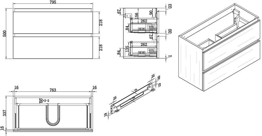 Wiesbaden Badkamermeubel Onderkast Luxa Hangend 80x50x35cm MDF Houtnerf Grijs Softclose Greeploos - Foto 5