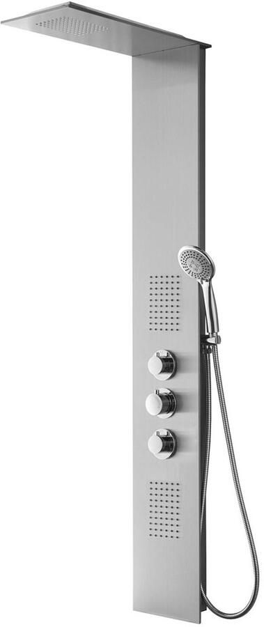 Xellanz Douchepaneel Ontario | Opbouw | 150x22 cm | Thermostaatkraan | 3-knops | Vierkant | Geborsteld staal - Foto 4
