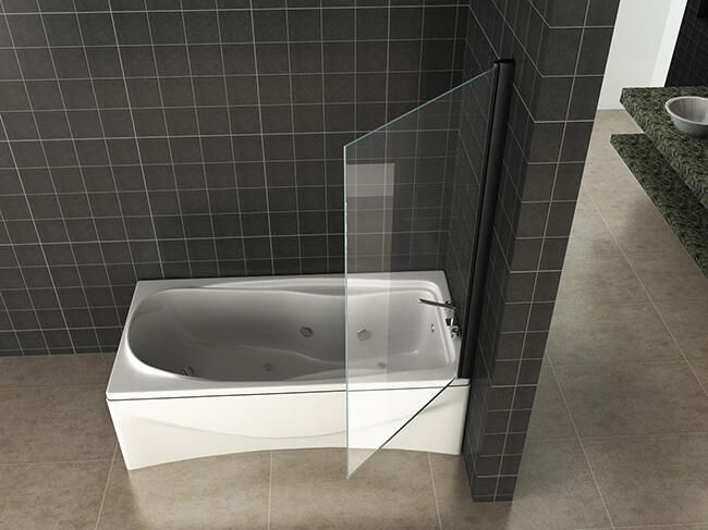 Wiesbaden Badwand Orbit 80x140cm Antikalk Helder Glas Mat Zwart Profiel 6mm Veiligheidsglas Easy Clean - Foto 5