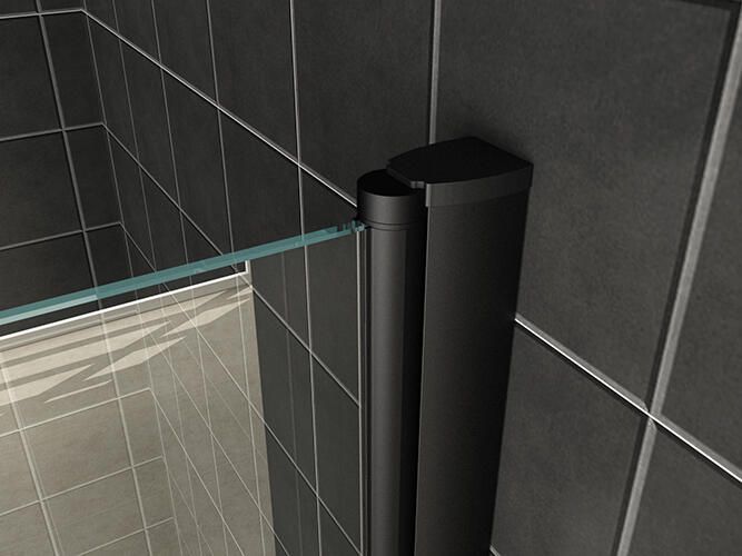 Wiesbaden Badwand Orbit 80x140cm Antikalk Helder Glas Mat Zwart Profiel 6mm Veiligheidsglas Easy Clean - Foto 4
