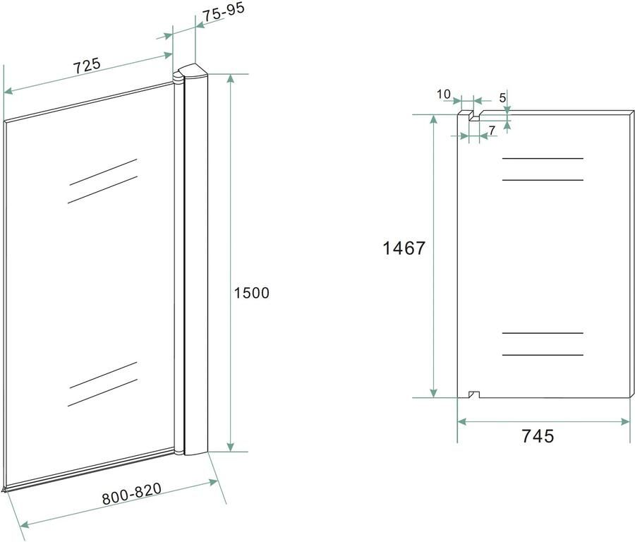 Wiesbaden Badwand Orbit 80x140cm Antikalk Helder Glas Mat Zwart Profiel 6mm Veiligheidsglas Easy Clean - Foto 2