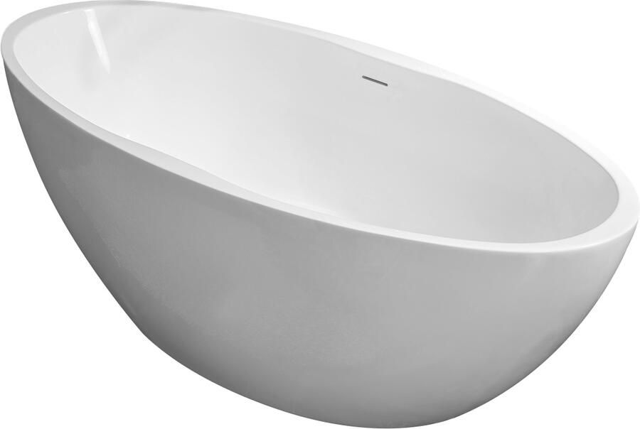 Wiesbaden Vrijstaand bad Oval | 170x78 cm | Incl.Afvoer-Wit | Sleuf overloop | Acryl | Mat wit