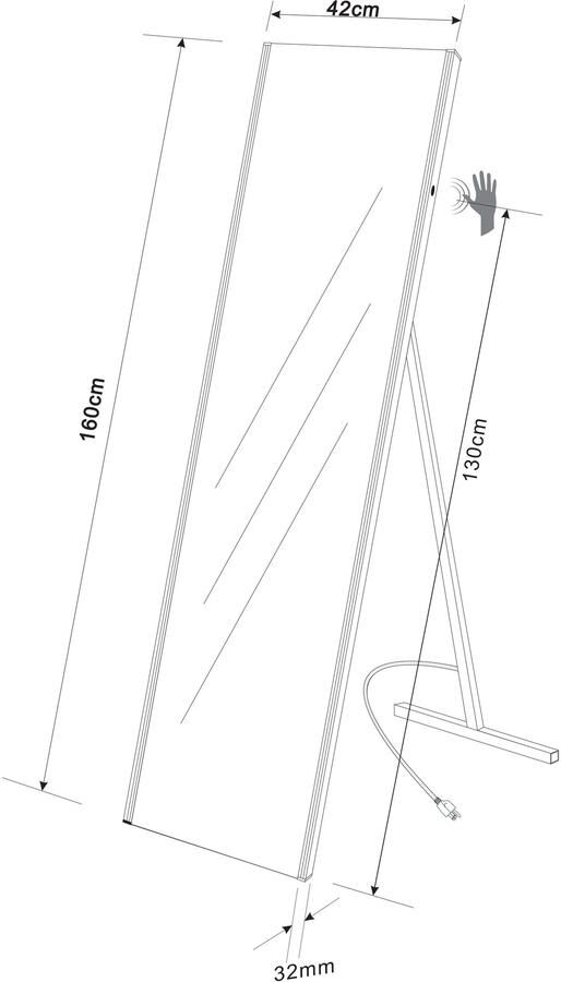 Wiesbaden Passpiegel Duo 160x42cm Geintegreerde LED Verlichting Lichtschakelaar met Wegklapbare Vloersteun - Foto 2