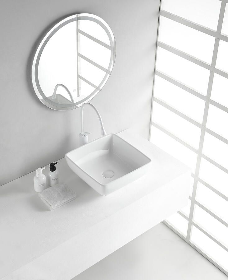 Wiesbaden Piazza waskom vierkant 40 x 40 x 15 cm keramiek glans wit 32.3406 - Foto 3