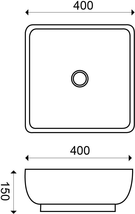 Wiesbaden Piazza waskom vierkant 40 x 40 x 15 cm keramiek glans wit 32.3406 - Foto 2