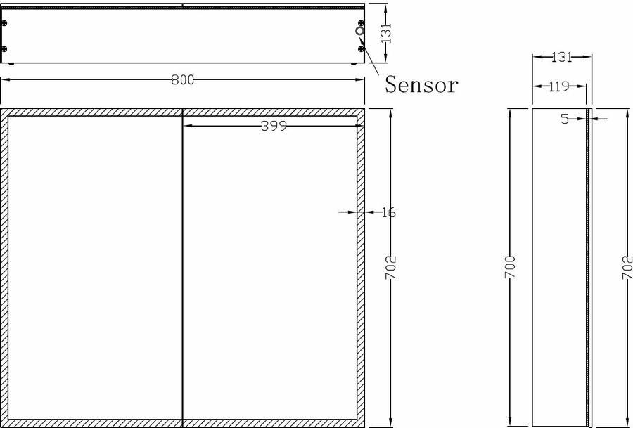 Wiesbaden Spiegelkast Quatro 80x70x13cm Aluminium Geintegreerde LED Verlichting Sensor Lichtschakelaar Stopcontact Glazen Planken - Foto 10