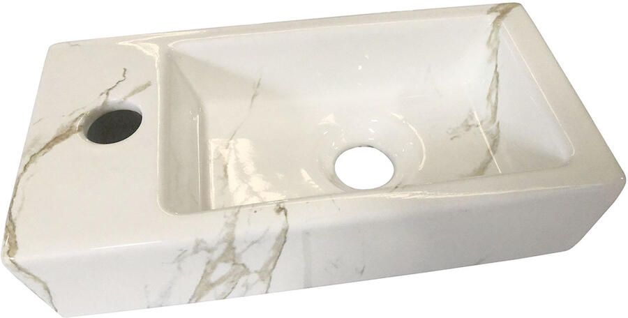 Wiesbaden Fontein Mini-Rhea Rechthoek Links 36x18x9cm Marmerlook Keramiek Glans Carrara - Foto 5