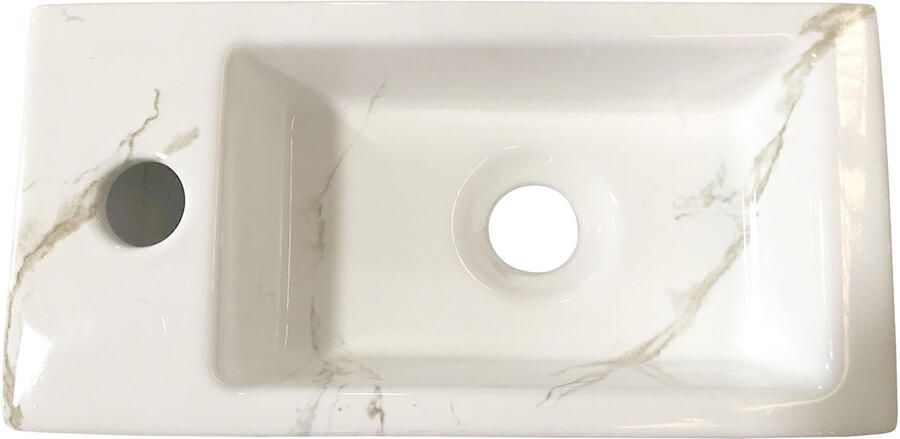 Wiesbaden Fontein Mini-Rhea Rechthoek Links 36x18x9cm Marmerlook Keramiek Glans Carrara - Foto 4