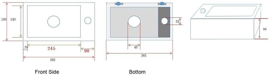 Wiesbaden Fontein Rhea mini | 36x18x9 cm | Keramiek | Links montage | 1 kraangat | Rechthoek | Wit glans - Foto 4