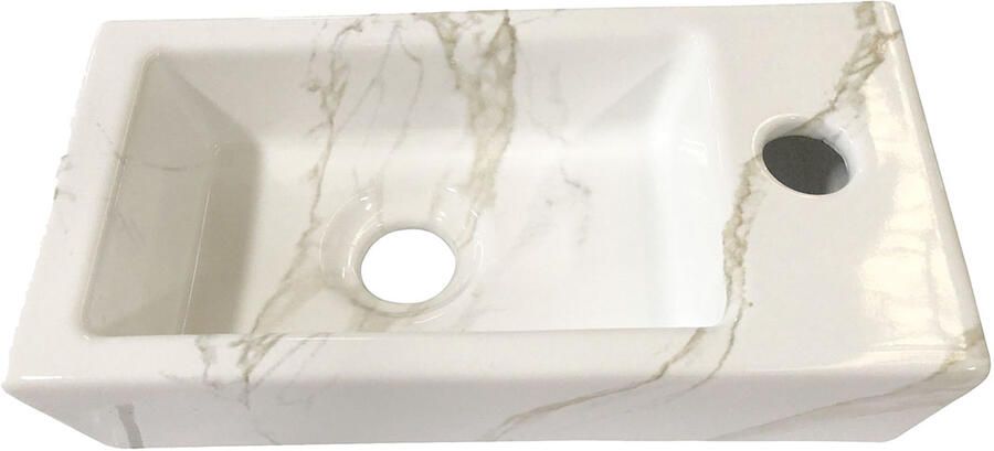 Wiesbaden Fontein Mini-Rhea Rechthoek Rechts 36x18x9cm Marmerlook Keramiek Glans Carrara - Foto 6