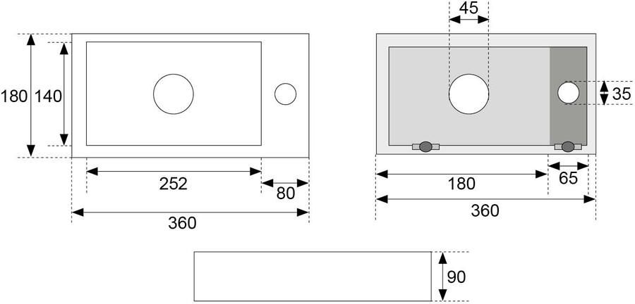 Wiesbaden Fontein Mini-Rhea Rechthoek Rechts 36x18x9cm Marmerlook Keramiek Glans Carrara - Foto 4