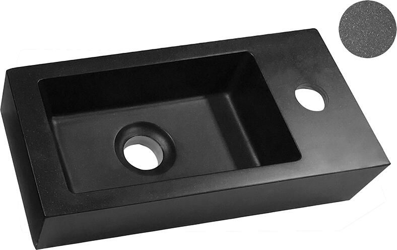 Wiesbaden Fontein Mini-Rhea Rechthoek Rechts 36x18x9cm Keramiek Quartz Zwart - Foto 4