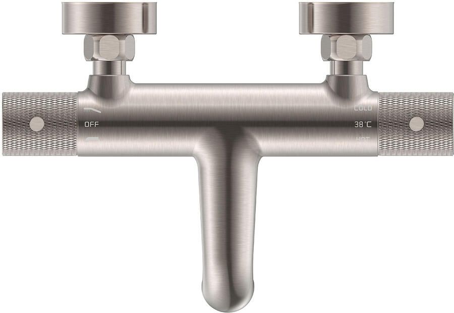 Wiesbaden Ribbd thermostatische badmengkraan hartafstand 15 cm geborsteld staal 29.5361 - Foto 3