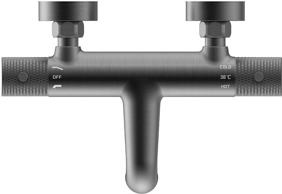 Wiesbaden Ribbd thermostatische badmengkraan hartafstand 15 cm gunmetal 29.5363 - Foto 3