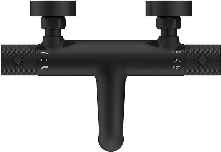 Wiesbaden Ribbd thermostatische badmengkraan hartafstand 15 cm mat zwart 29.5362 - Foto 2