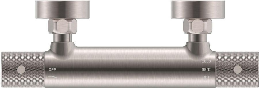 Wiesbaden Ribbd thermostatische douchemengkraan hartafstand 15 cm geborsteld staal 29.5351 - Foto 3