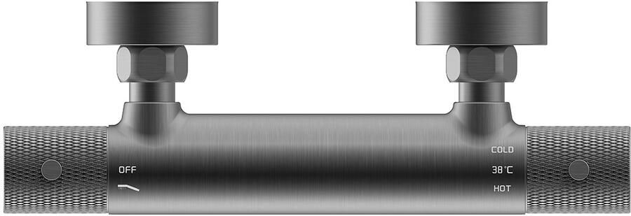 Wiesbaden Ribbd thermostatische douchemengkraan hartafstand 15 cm gunmetal 29.5353 - Foto 3