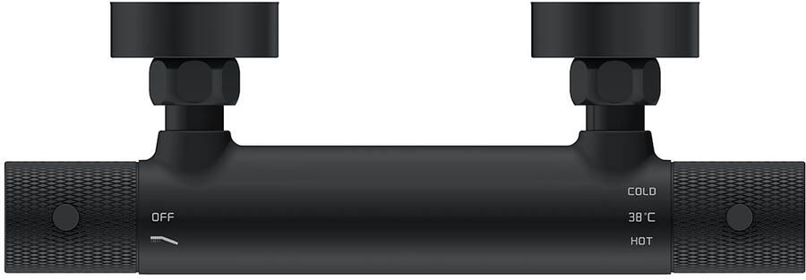 Wiesbaden Ribbd thermostatische douchemengkraan hartafstand 15 cm mat zwart 29.5352 - Foto 2