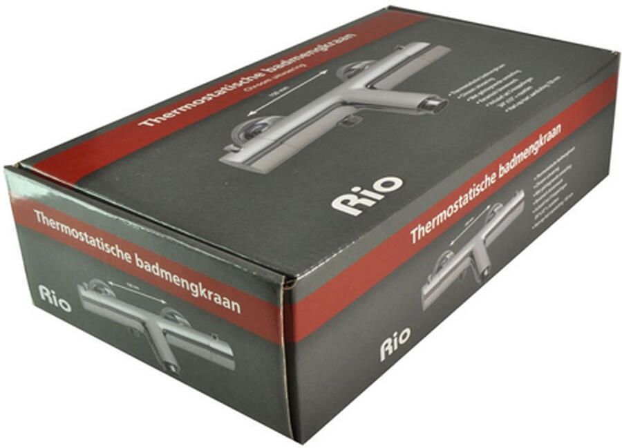 Xellanz Badkraan Rio 15cm Hartafstand Thermostatisch Opbouw Rond Chroom 2 Greeps met Onderuitloop