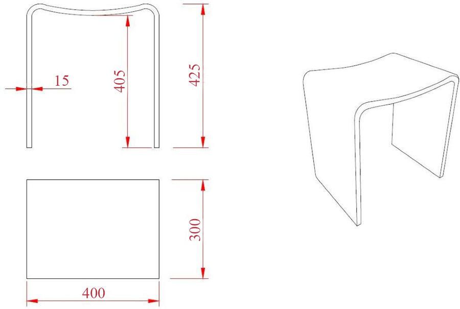 Wiesbaden Badkamer Kruk Solid Surface 40x30x42 5 cm Mat Zwart - Foto 2