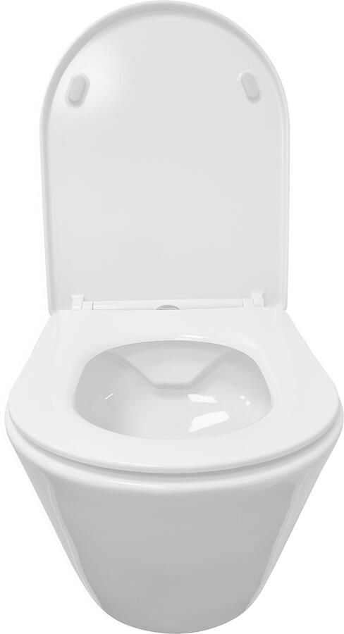 Wiesbaden Toiletpot Hangend Stereo Glans Wit 35.5x53x40cm Wandcloset Keramiek Diepspoel Rimless met Shade Softclose en Quickrelease Toiletzitting - Foto 3