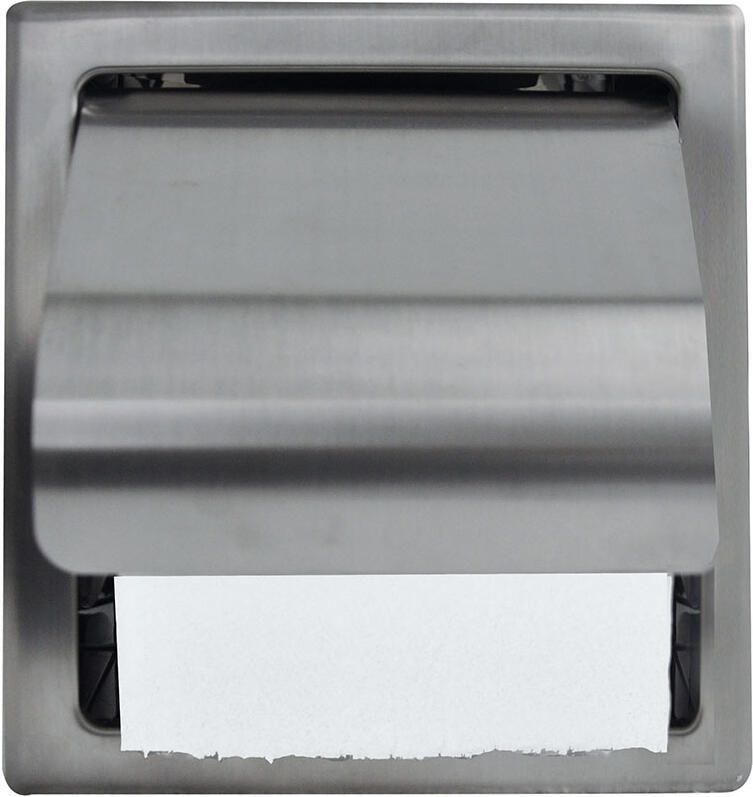 Wiesbaden enkele inbouw toiletrolhouder inclusief klep 304 RVS