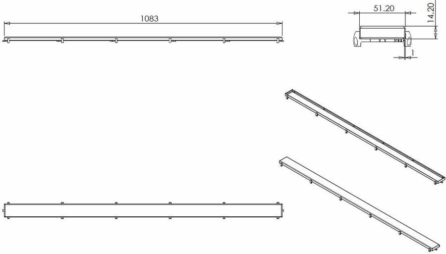 Wiesbaden tegelrooster voor douchegoot 120 x 7 cm RVS 33.4130