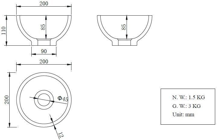 Wiesbaden Waskom Tessa | 20 cm | Solid surface | Vrijstaand | Rond | Wit mat - Foto 8