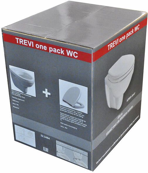 Xellanz Trevi wandcloset verkort Kiwa met Menir toiletzitting softclose en quick release glans wit 32.3484 - Foto 6