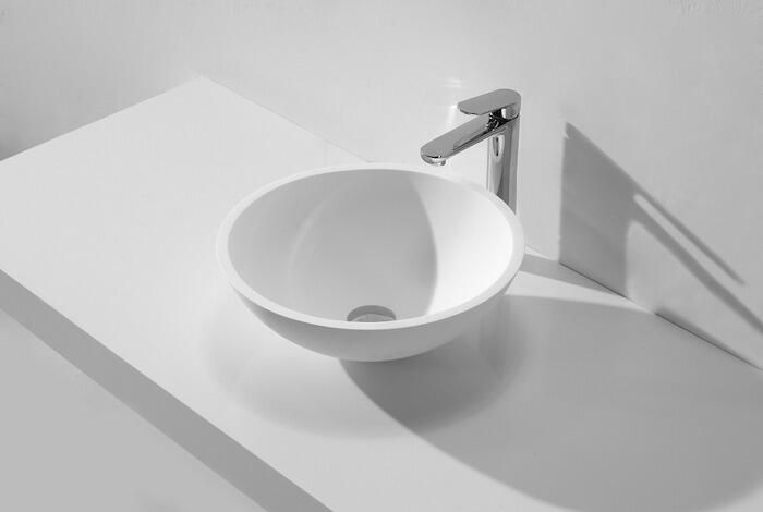 Wiesbaden Waskom Valerie | 43 cm | Solid surface | Vrijstaand | Rond | Wit mat - Foto 7