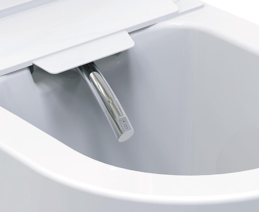 Wiesbaden Wandcloset Vesta-Comfort Hangend Toilet Wit Diepspoel Rimless Quickrelease Douchewc Luchtdroging Luchtafzuiging en LED Verlichting